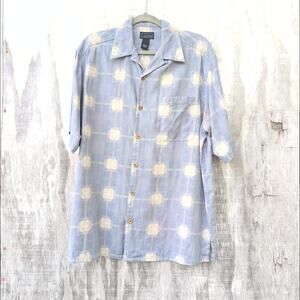 Cezani 100% Silk Hawaiian Short Sleeve Button Down Shirt Men's Large
